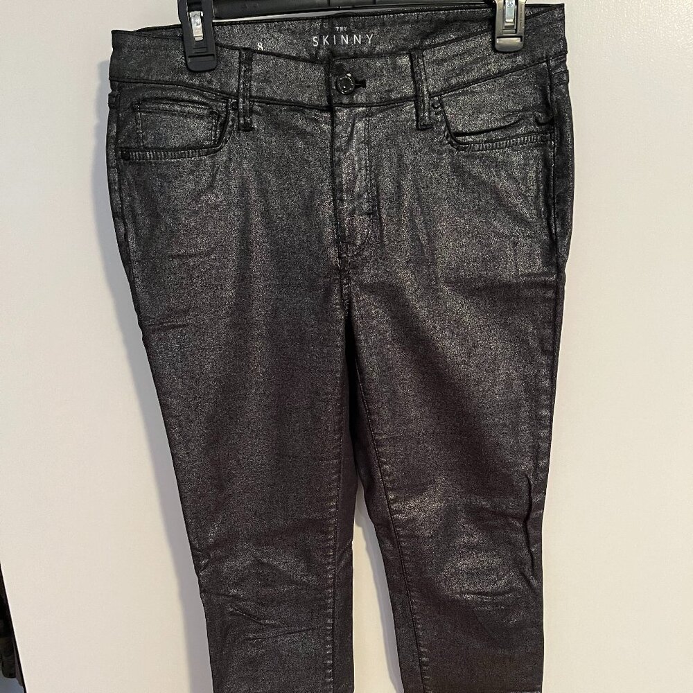 Silver/Black High-Waist Skinny Jeans